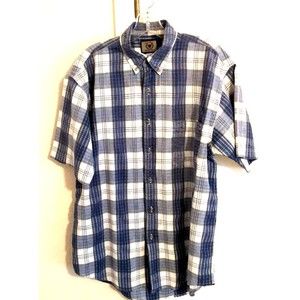 Halifax Outfitters Mens Button Down Shirt Multicolor Plaid Short Sleeve Pocket M